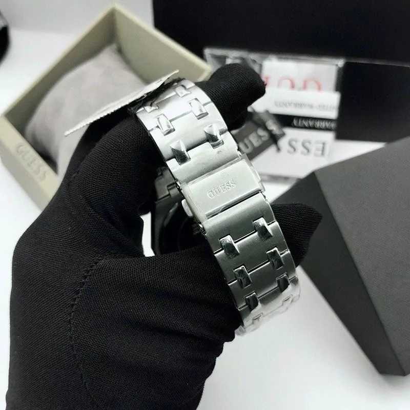 Guess Asset Blue Sunray Dial Silver-tone Men's Watc- GW0575G4